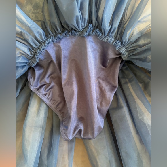 Weissman Train Bleu dance costume tulle satin dress blue and white. - Picture 12 of 13